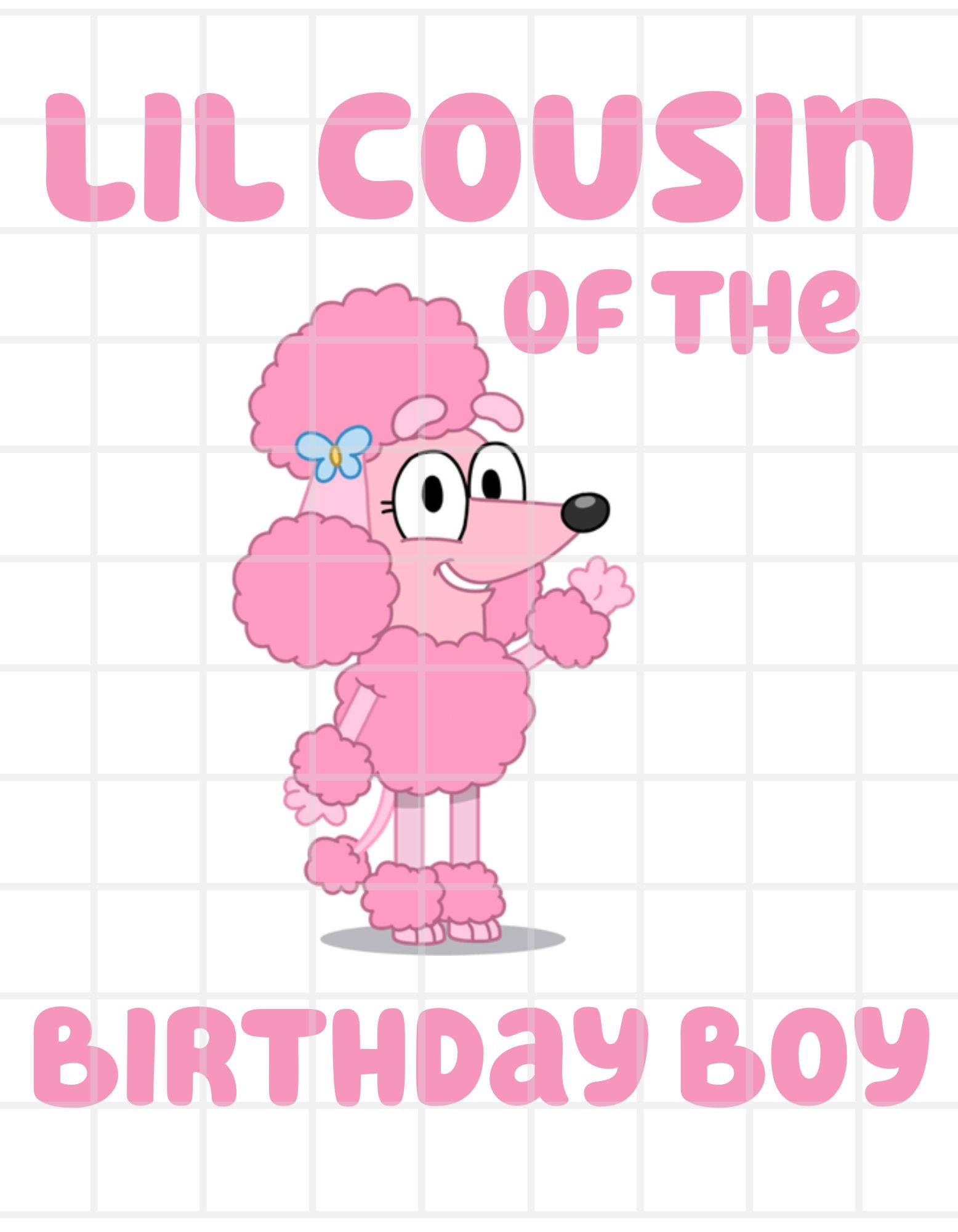 Bluey-Themed Cousin of the Birthday Boy Iron-On Transfer – Personalize the Party with Whimsical Charm