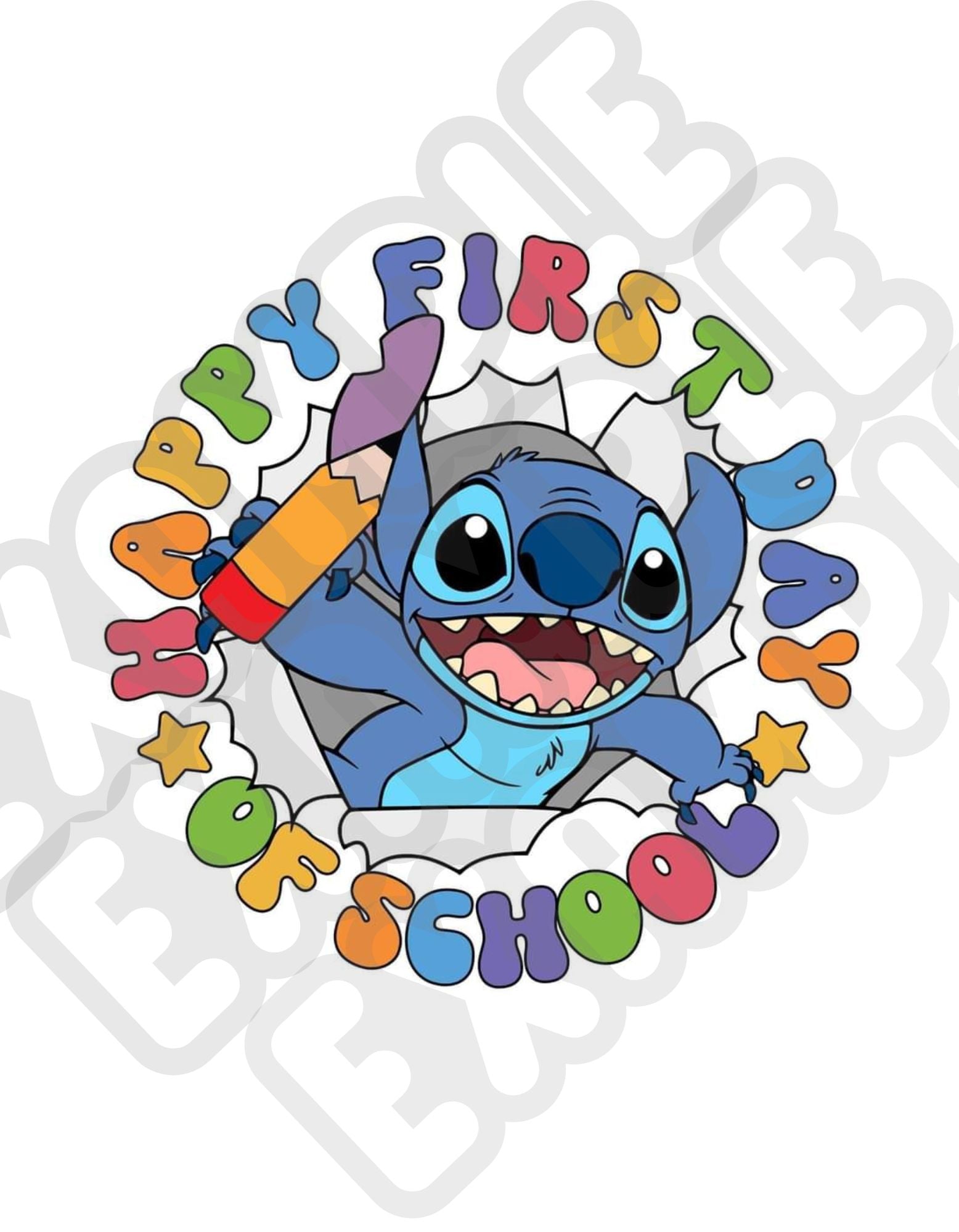 Happy 1st Day of School Stitch Iron-On Transfer