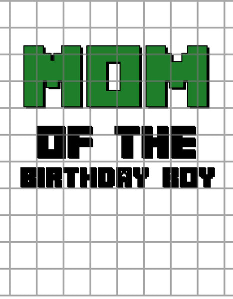 Personalized Minecraft Family Of The Birthday Boy Iron-On Transfer | Pixel Party DIY Shirt Design