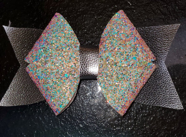 Light Pink Glitter and Silver Hairbow