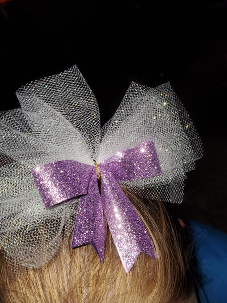 Black Headband with Purple Glitter Hair Bow and White Tulle