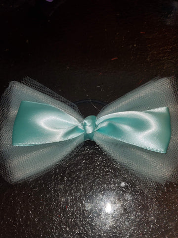 Mint Green Tulle Bow With Satin Mint Green Bow Ponytail