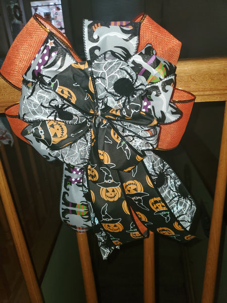 Halloween Bow/ Decorative Wreath Bow/Spider Bow/Witch Bow/Pumpkin Bow/Orange Bow