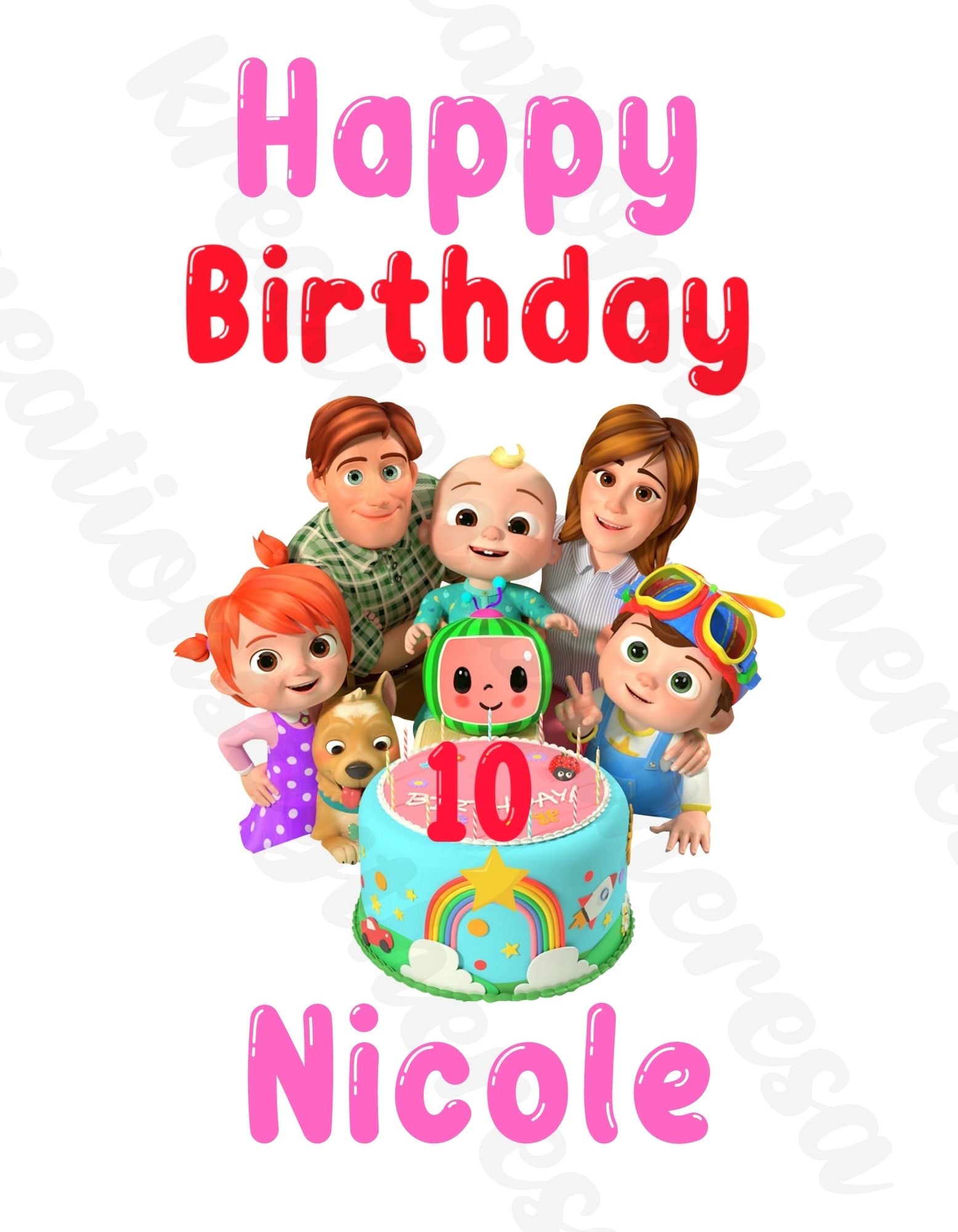 Inspired By Cocomelon | Birthday Girl Printable Iron On Transfer |Design 1
