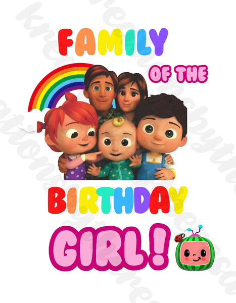 Cocomelon Inspired | Mommy and Daddy Of The Birthday Girl | Printable Iron On Transfer For Diy