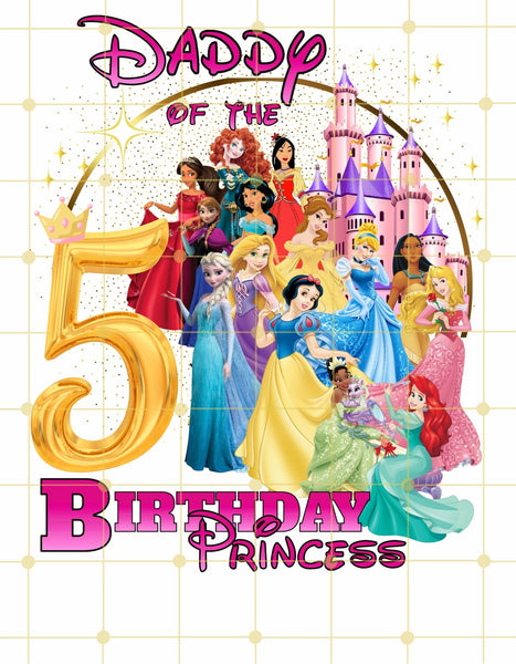 Disney Princesses Inspired| Mommy and Daddy Of The Birthday Girl | Printable Transfer