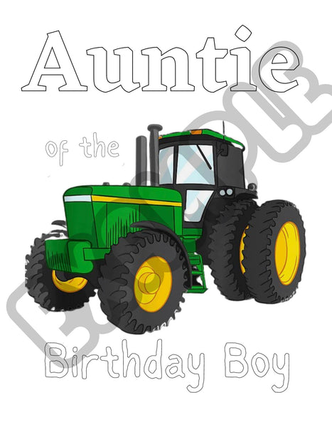 Green Tractor Family of The Birthday Boy Printable Transfer for Diy
