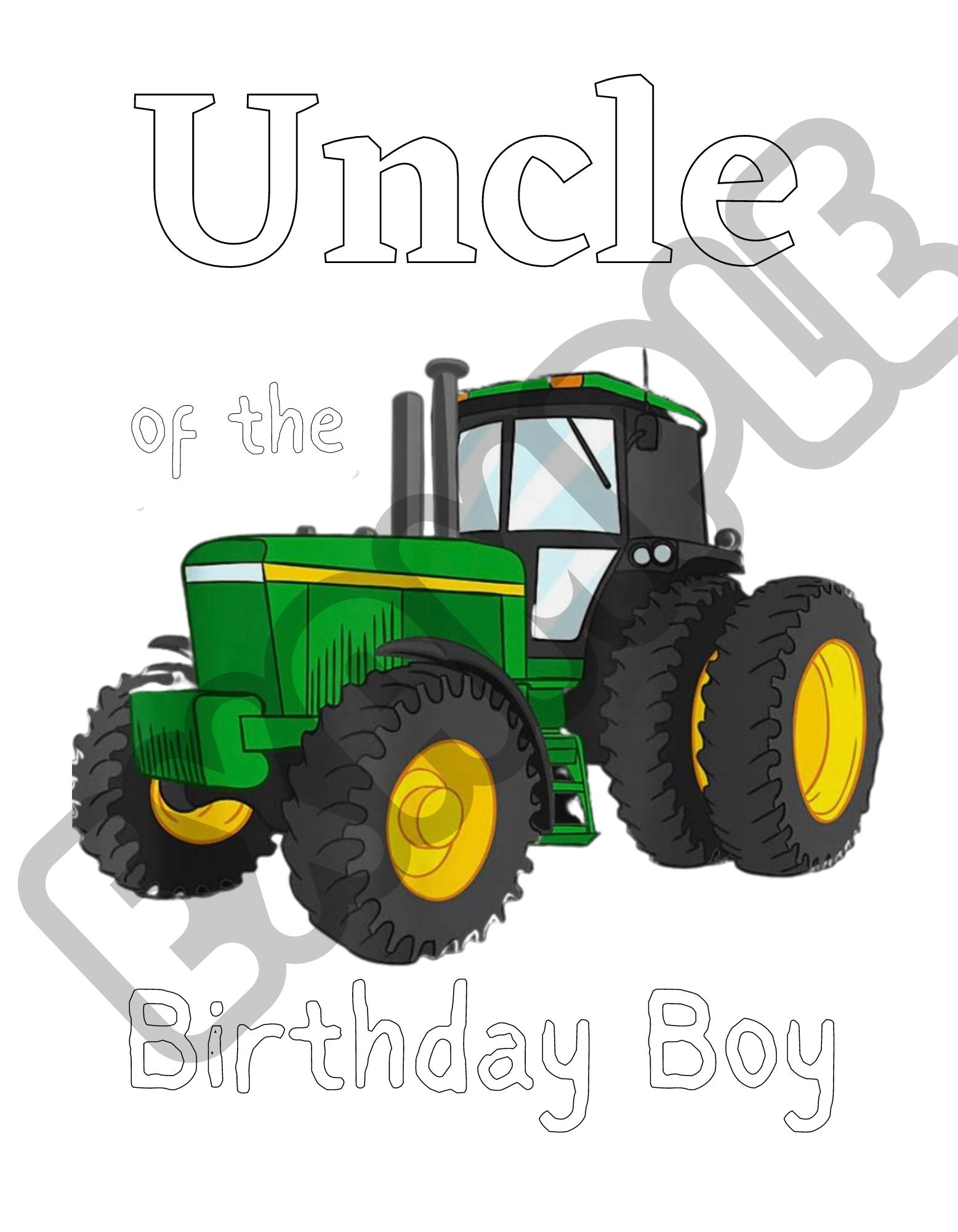 Green Tractor Family of The Birthday Boy Printable Transfer for Diy