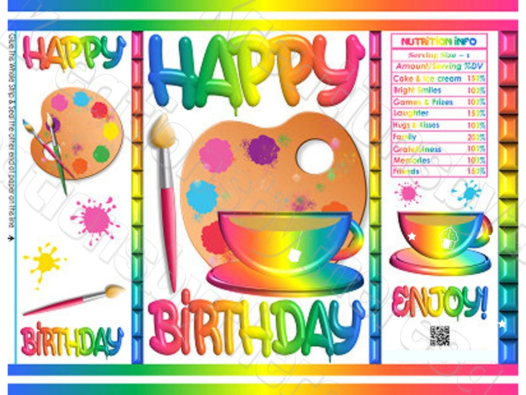 Rainbow Paint Splatter | Party Favor | Chip Bag Printable Template