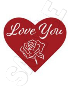I love you heart with rose printable iron on transfer