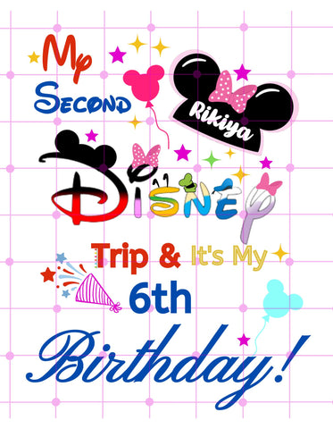 Disney Character Font Inspired | Birthday Girl/ Vacation | Iron On Transfer For Tshirt