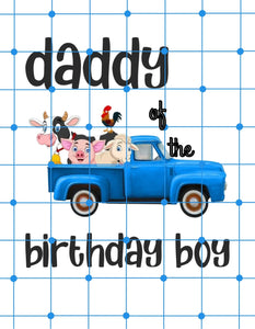 Daddy Of The Birthday Boy Farm Animal's Birthday| Printable Iron On For Diy Shirt