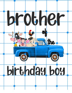 Brother Of The Birthday Boy Farm Animal's Theme Birthday| Printable Iron On Transfer For Diy Tshirt
