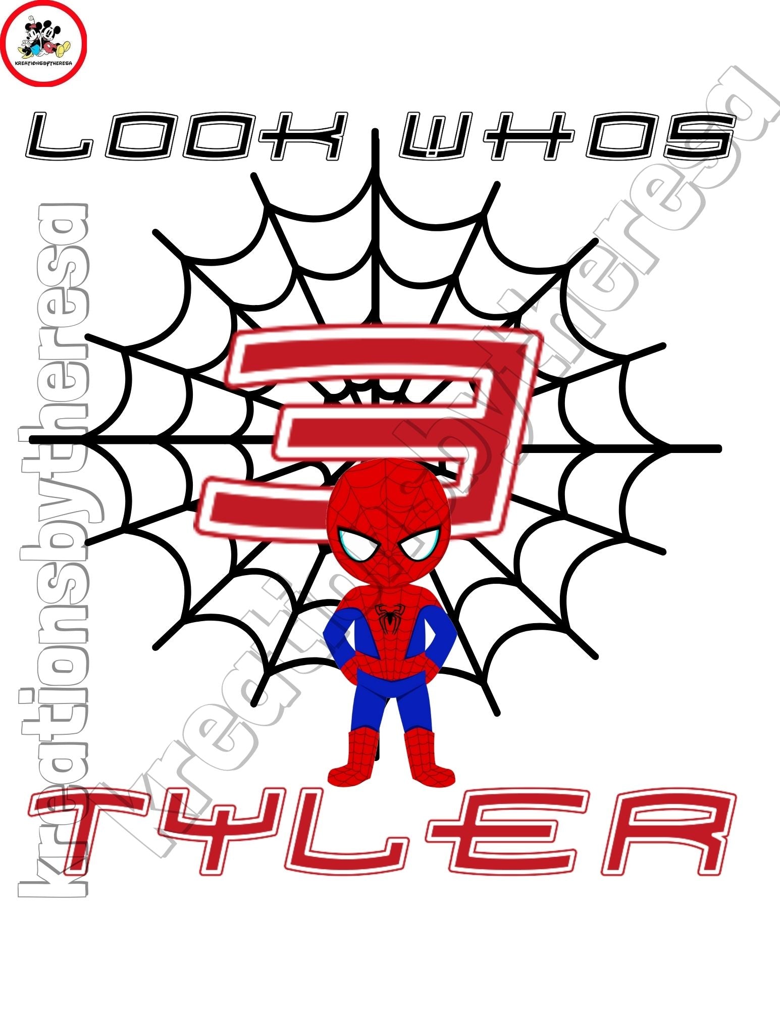 Inspired Spiderman| Look Who's Birthday Boy| Printable Iron On
