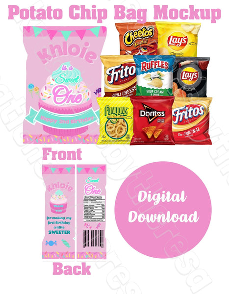 Cupcake Sweet One| Party Favor| Chip Bag Printable Template