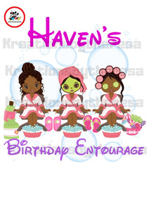 Spa Party Birthday Girl Entourage / African American Iron On Transfer