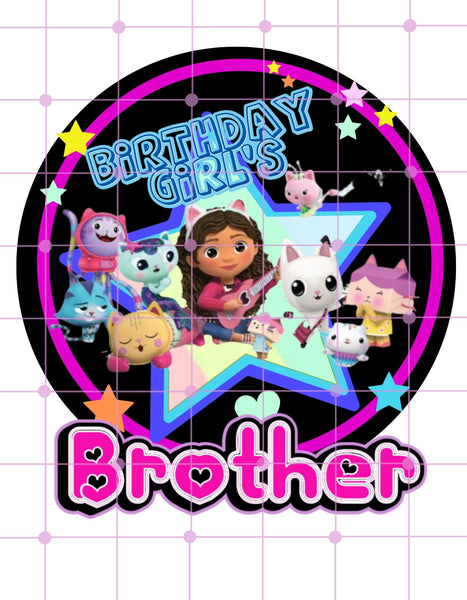Gabby's Dollhouse Inspired |Brother or Sister | Family| Rockstar Friends(Black) | Printable Iron On Transfer