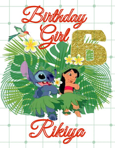 Lilo and Stitch Inspired| Birthday Girl| Printable Iron On Transfer