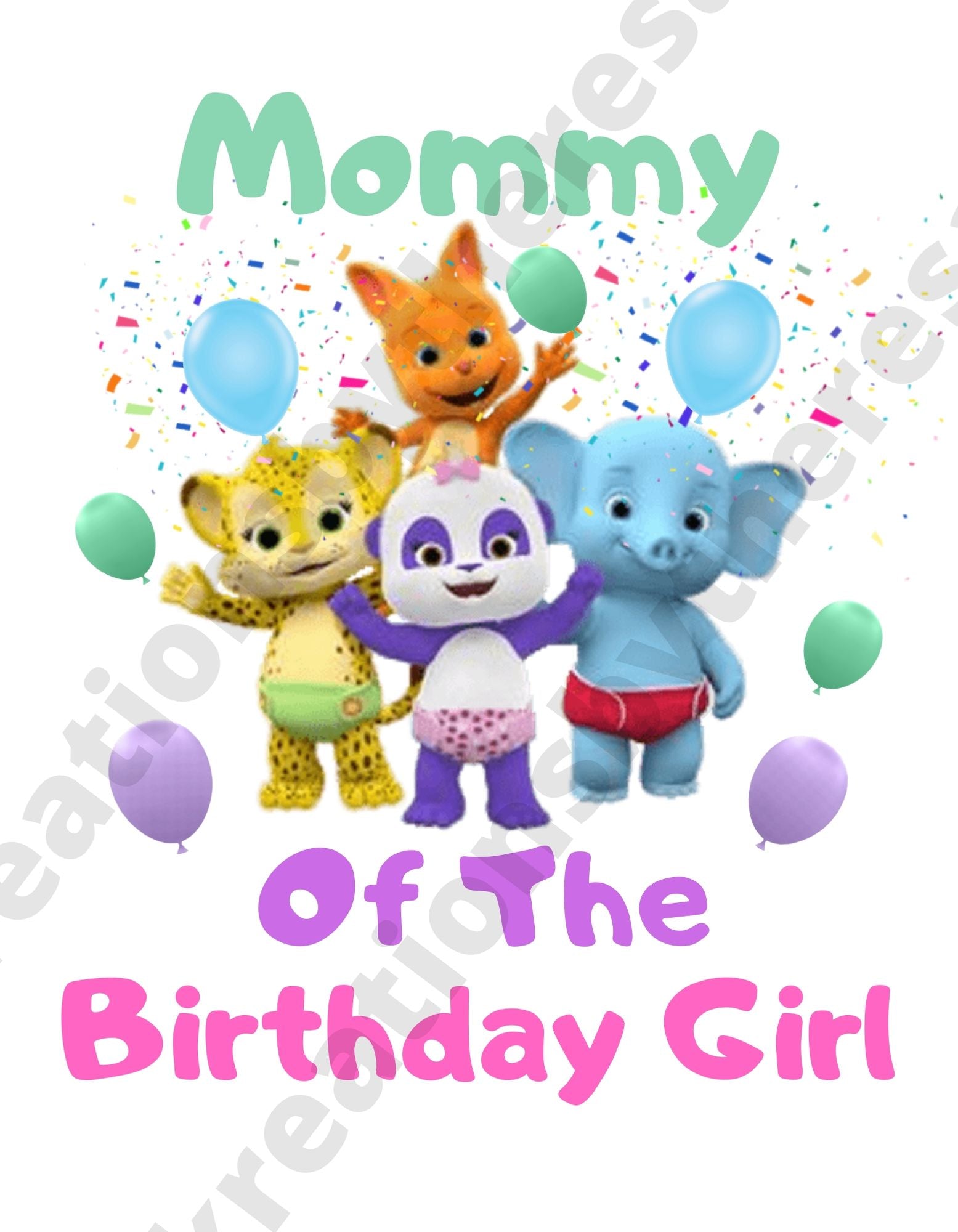 Inspired By Word Party | Birthday Girl Family | Printable Iron On Transfer | For Diy